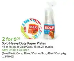 Publix Solo Heavy Duty Paper Plates offer
