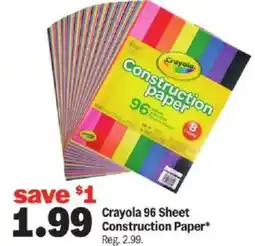 Meijer Crayola 96 Sheet Construction Paper offer