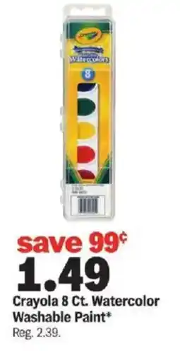 Meijer Crayola 8 Ct. Watercolor Washable Paint offer