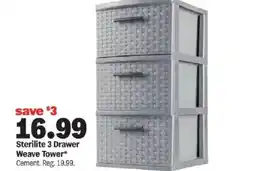 Meijer Sterilite 3 Drawer Weave Tower offer