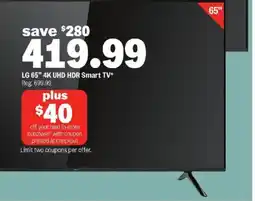 Meijer LG 65" 4K UHD HDR Smart TV offer