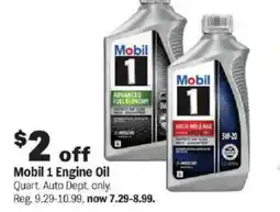 Meijer Mobil 1 Engine Oil Quart. Auto Dept. only. offer