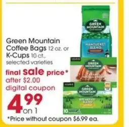 Giant Eagle Green Mountain Coffee Bags 12 oz. or K-Cups 10 offer