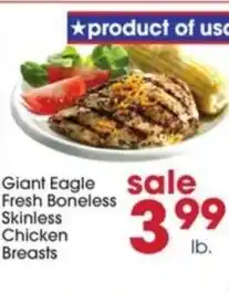 Giant Eagle Giant Eagle Fresh Boneless Skinless Chicken Breasts offer
