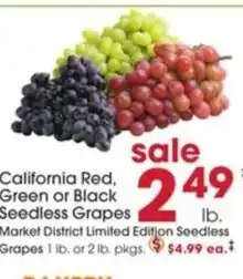 Giant Eagle California Red, Green or Black Seedless offer