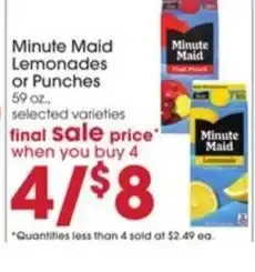 Giant Eagle Minute Maid Lemonades or Punches offer
