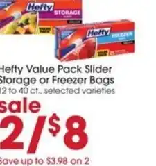 Giant Eagle Hefty Value Pack Slider Storage or Freezer Bags offer