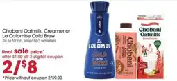 Giant Eagle Chobani Oatmilk Creamer or La Colombe Cold Brew offer