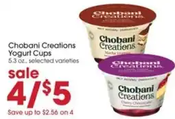 Giant Eagle Chobani Creations Yogurt Cups offer