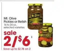 Giant Eagle Mt. Olive Pickles or Relish offer