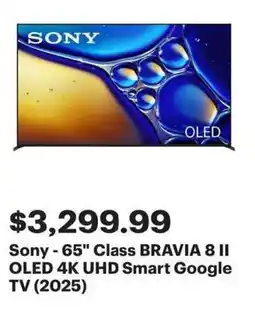 Best Buy Sony- 65" Class BRAVIA 8 OLED 4K UHD Smart Google TV (2025) offer