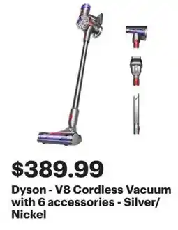 Best Buy Dyson - V8 Cordless Vacuum with 6 accessories - Silver/ Nickel offer