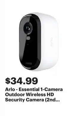 Best Buy Arlo - Essential 1-Camera Outdoor Wireless HD Security Camera offer