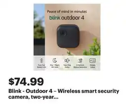 Best Buy Blink - Outdoor 4 - Wireless smart security camera offer