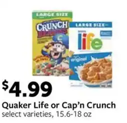 Fareway Quaker Life or Cap'n Crunch offer