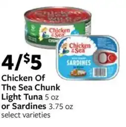 Fareway Chicken Of The Sea Chunk Light Tuna or Sardines offer