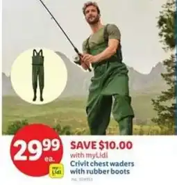 Lidl Crivit chest waders with rubber boots offer