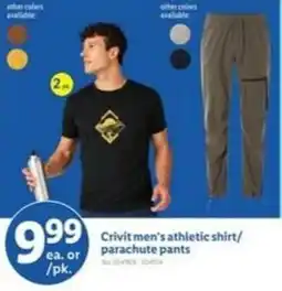 Lidl Crivit men's athletic shirt/ parachute pants offer