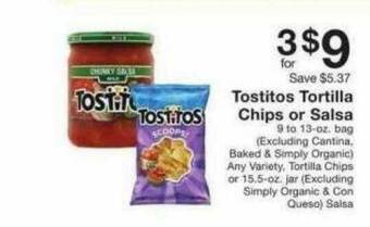 Fairway Store Market Tostitos Tortilla Chips Or Salsa offer