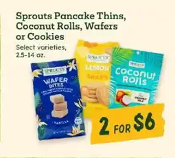 Sprouts Farmers Market Sprouts Pancake Thins, Coconut Rolls, Wafers or Cookies offer