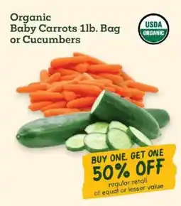 Sprouts Farmers Market Organic Baby Carrots Bag or Cucumbers offer