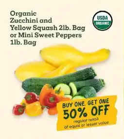 Sprouts Farmers Market Organic Zucchini and Yellow Squash Bag or Mini Sweet Peppers offer