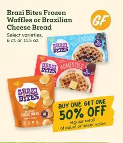 Sprouts Farmers Market Brazi Bites Frozen Waffles or Brazilian Cheese Bread offer