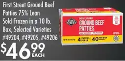 Smart & Final First Street Ground Beef Patties 75% Lean Sold Frozen in a offer