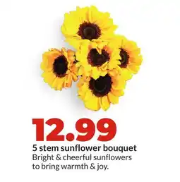 Hy-Vee 5 stem sunflower bouquet offer