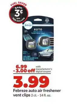 Hy-Vee Febreze auto air freshener vent clips offer