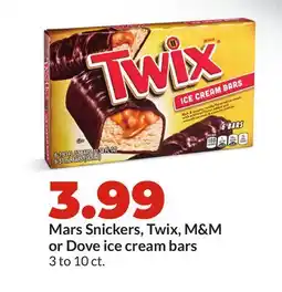 Hy-Vee Mars Snickers, Twix, M & M or Dove ice cream bars offer