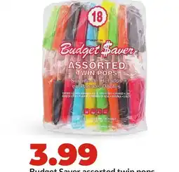 Hy-Vee Budget Saver assorted twin pops offer