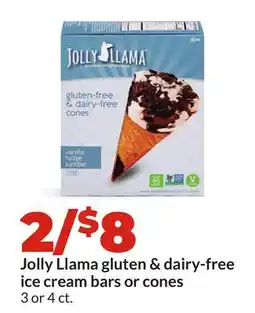 Hy-Vee Jolly Llama gluten & dairy-free ice cream bars or cones offer