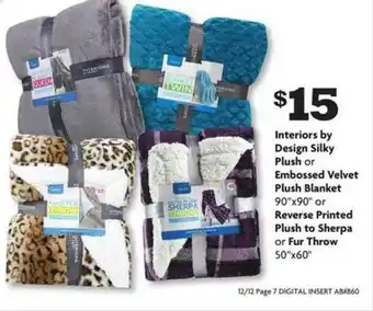 Family Dollar Interiors By Design Silky Plush Or Embossed Velvet Plush Blanket Or Reverse Printed Plush Ot Sherpa Or Fur Throw offer