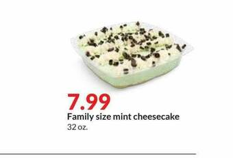 Hy-Vee Family Size Mint Cheesecake offer