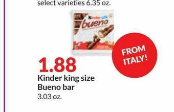 Hy-Vee Kinder King Size Bueno Bar offer