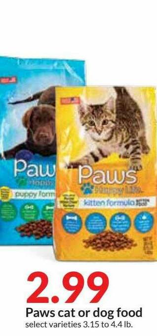 Hy-Vee Paws Cat Or Dog Food offer