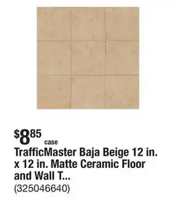 The Home Depot TrafficMaster Baja Beige 12 in. x 12 in. Matte Ceramic Floor and Wall Tile (15 sq. ft. /Case) offer