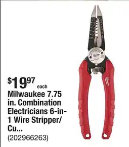 The Home Depot Milwaukee 7.75 in. Combination Electricians 6-in-1 Wire Stripper/Cutter Pliers offer