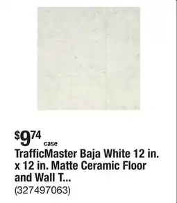 The Home Depot TrafficMaster Baja White 12 in. x 12 in. Matte Ceramic Floor and Wall Tile (15 sq. ft. /Case) offer