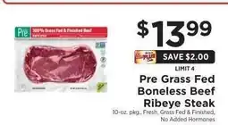 ShopRite Pre Grass Fed Boneless Beef Ribeye Steak offer
