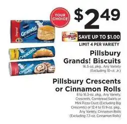 ShopRite Pillsbury Grands Biscuits, Pillsbury Crescents or Cinnamon Rolls offer