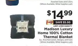 ShopRite Madison Luxury Home 100% Cotton Thermal Blanket offer