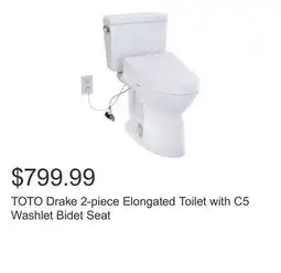 Costco TOTO Drake 2-piece Elongated Toilet with C5 Washlet Bidet Seat offer