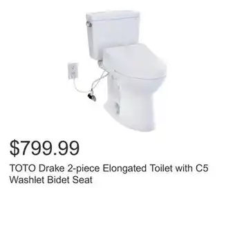 Costco TOTO Drake 2-piece Elongated Toilet with C5 Washlet Bidet Seat offer