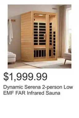 Costco Dynamic Serena 2-person Low EMF FAR Infrared Sauna offer