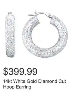 Costco 14kt White Gold Diamond Cut Hoop Earring offer