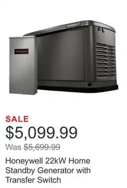 Costco Honeywell 22kW Home Standby Generator with Transfer Switch offer