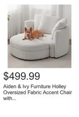 Costco Aiden & Ivy Furniture Holley Oversized Fabric Accent Chair with Storage Ottoman offer