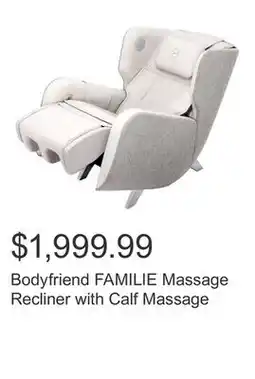 Costco Bodyfriend FAMILIE Massage Recliner with Calf Massage offer